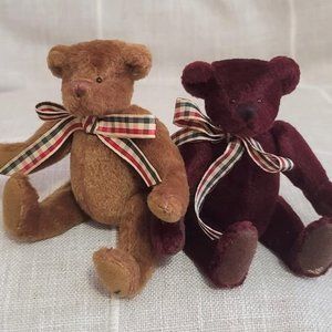 Cottage Collectibles Set of 2 Miniature Bears Cranberry & Muffin  1995